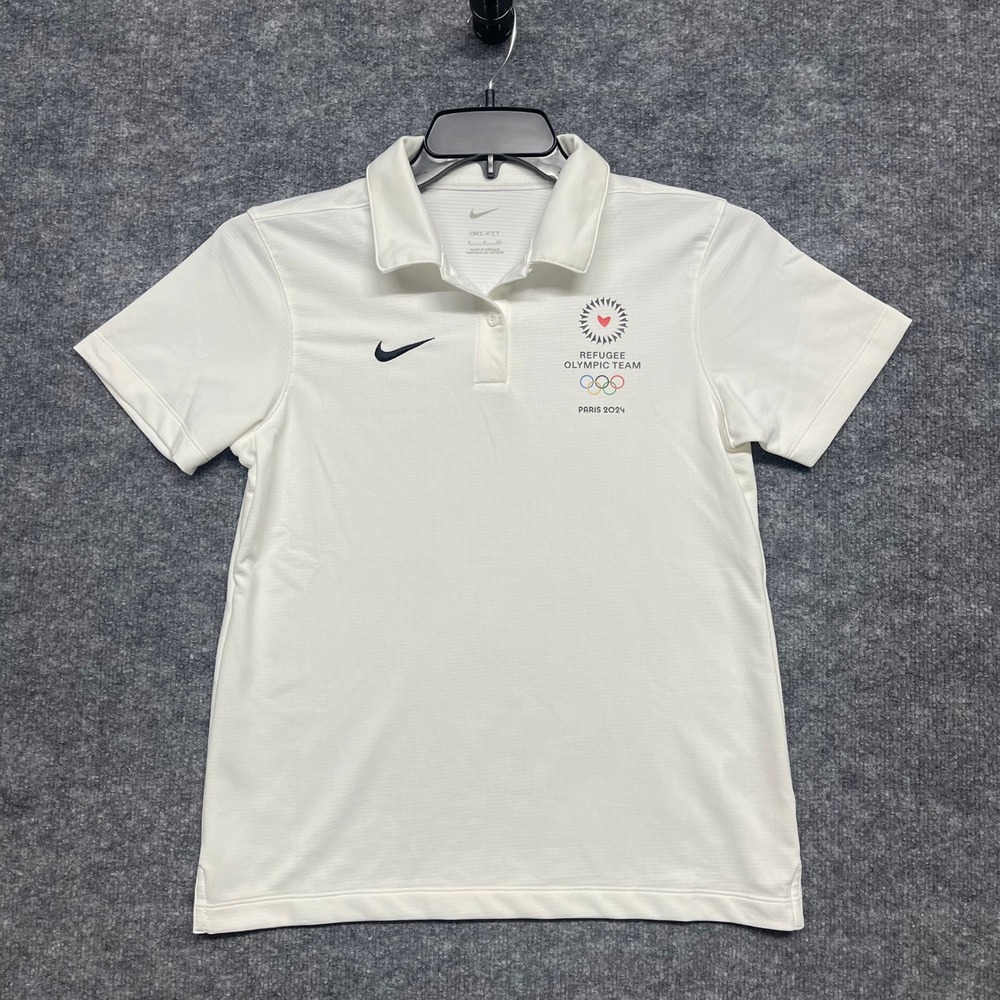Paris 2024 Refugee Olympic Team Polo Shirt Womens Small White Nike Dri-FIT